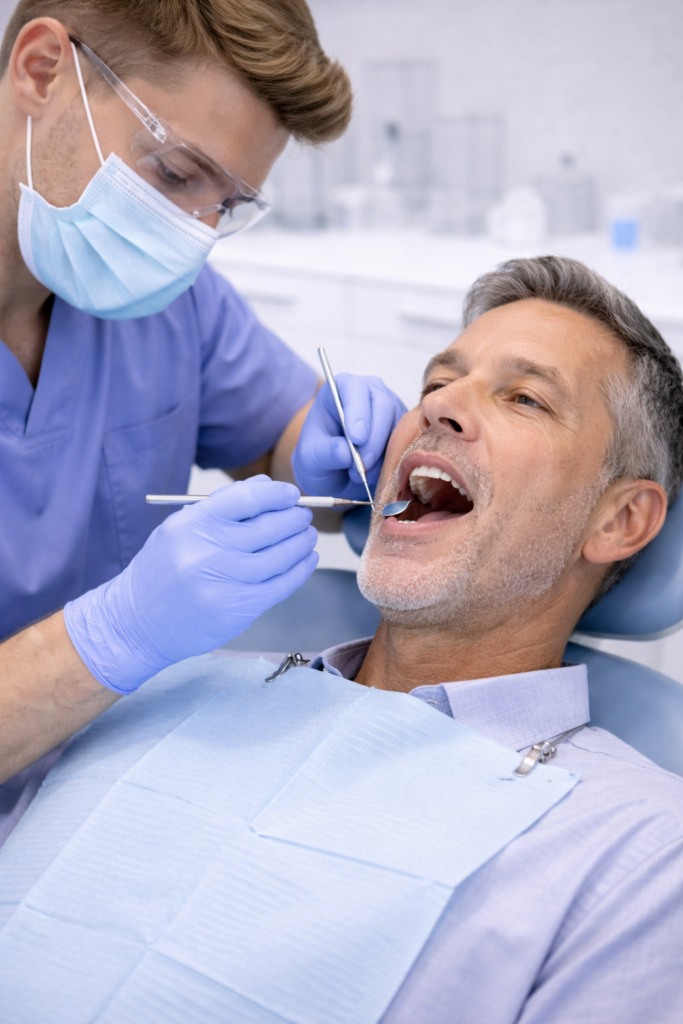 Dentista revisando tratamiento de ortodoncia en Bormujos y Sevilla - Clínica Silos
