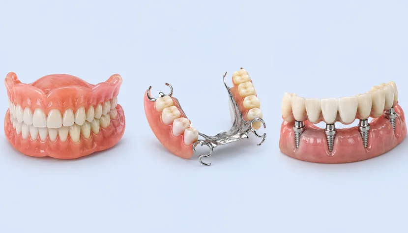 Tipos de prótesis dentales en Bormujos Tipos de prótesis dentales: completa removible, parcial removible y fija sobre implantes